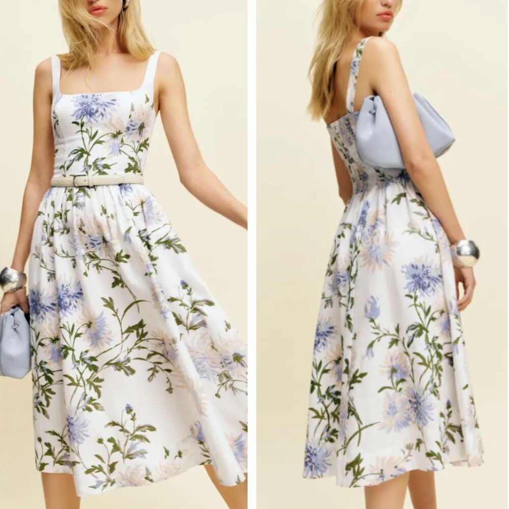 Reformation Janu Linen Midi Dress - Serenity
